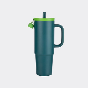 Kentia SS Travel Mug w/Silicone Straw & Charm Holder - 30oz