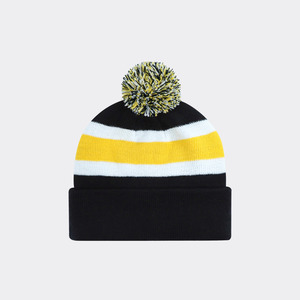 Striped Pom Pom Beanie