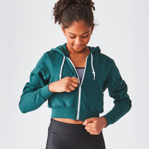Studio Essentials Crop Full-Zip Fleece Hoodie